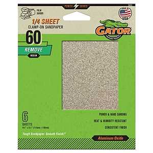 Gator 5033 Sanding Sheet, 4-1/2 in W, 5-1/2 in L, 60 Grit, Coarse, Aluminum Oxide Abrasive, Paper Backing