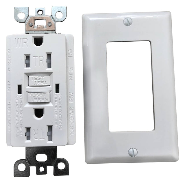 Genmax TRWR15WST GFCI Wall Receptacle, 15 A, White