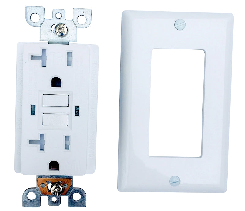 Genmax TRWR20WST GFCI Wall Receptacle, 20 A, White
