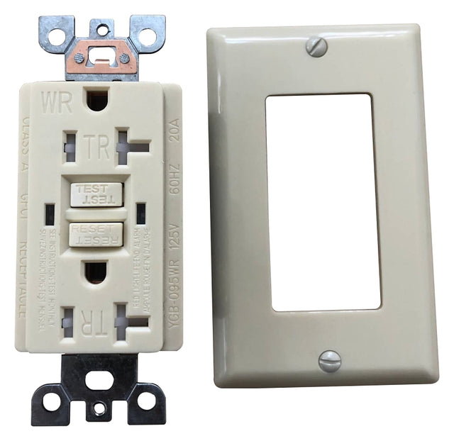 Genmax TRWR20VST GFCI Wall Receptacle, 20 A, Ivory