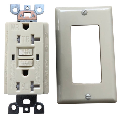 Genmax TRWR20VST GFCI Wall Receptacle, 20 A, Ivory