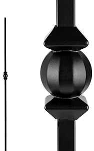 Nuvo Iron SQI1BS Single Ball and Sphere Stair Baluster, 44 in H, 1/2 in W, Square, Steel, Black