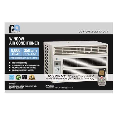 Perfect Aire 8000 BTU 115 V Window Air Conditioner w/Remote 350 sq ft