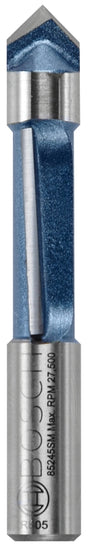 Bosch 85245SMC Router Bit, 3/8 in Dia Cutter, 1 in L Cutting, 2-5/8 in OAL, 3/8 in Dia Shank, 1-Cutter, Steel