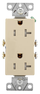 Eaton Wiring Devices TR1307V-BOX Duplex Receptacle, 2 -Pole, 20 A, 125 V, Back, Side Wiring, NEMA: 5-20R, Ivory