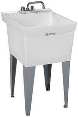 ELM UTILATUB Series 19CF Laundry Tub Combo Kit, 18 gal Capacity, 2-Deck Hole, 20 in OAW, 24 in OAD, 34 in OAH, White