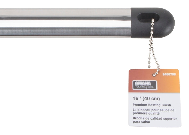 Omaha BBQ-8112443D Premium Basting Brush, 1-3/4 W Brush, Stainless Steel Handle, 16 in L