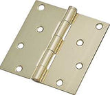 ProSource 20339BBX Square Corner Door Hinge, Steel, Polished Brass, Loose Pin, 180 deg Range of Motion