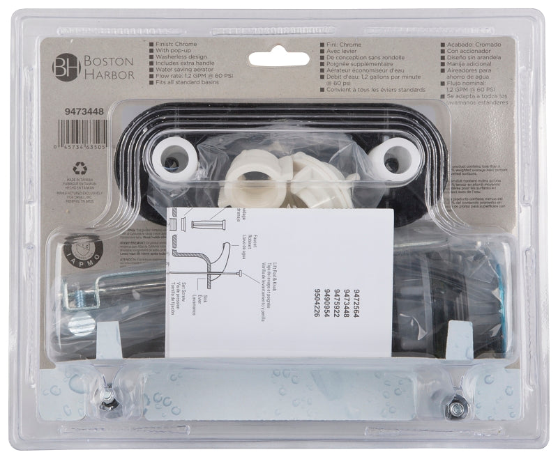 Boston Harbor PF4233 Lavatory Faucet, 1.5 gpm, 2-Handle, ABS, Chrome Plated, Lever Handle