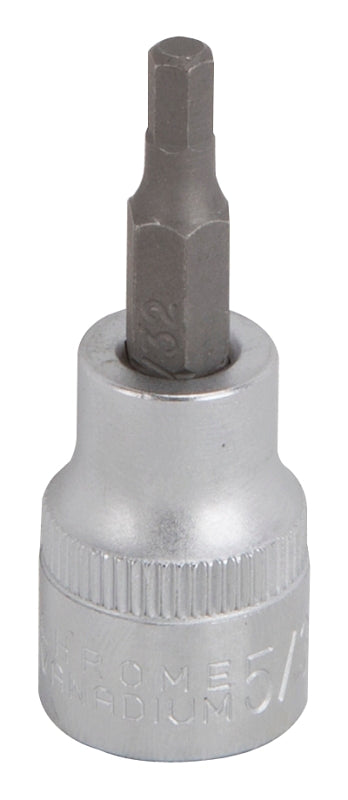 Vulcan 3506005520 Fractional Hex Bit Socket, 5/32 in Tip, 3/8 in Drive, Chrome, 1-7/8 in OAL