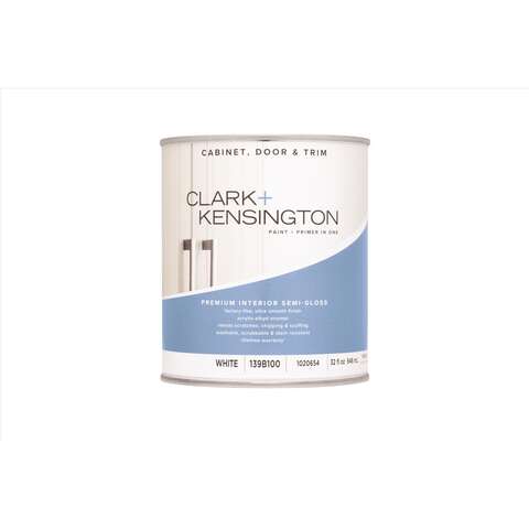 Clark+Kensington Semi-Gloss White Cabinet/Door/Trim Paint Interior 1 qt, Pack of 4