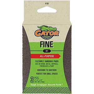 Gator 4155 Sanding Pad, 4 in L, 3 in W, 150 Grit, Fine, Aluminum Oxide Abrasive