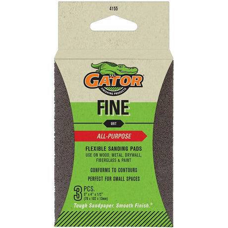 Gator 4155 Sanding Pad, 4 in L, 3 in W, 150 Grit, Fine, Aluminum Oxide Abrasive