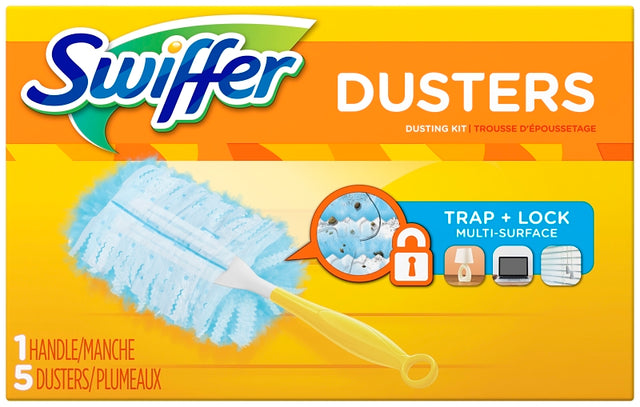 Swiffer 11804 Duster Starter Kit, Fiber Head, Plastic Handle, 6 in L Handle