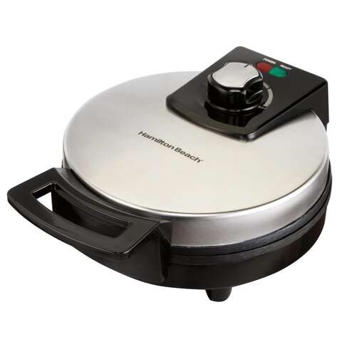 Hamilton Beach 1 waffle Black/Silver Stainless Steel Belgian Waffle Maker