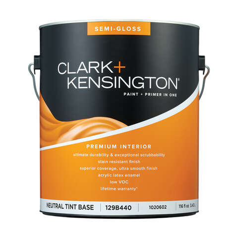 Clark+Kensington Semi-Gloss Tint Base Neutral Base Premium Paint Interior 1 gal, Pack of 4