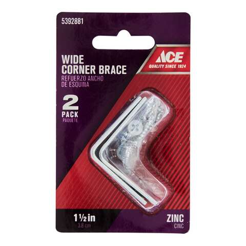 Ace 1-1/2 in. H X 2.75 in. W X 1-1/2 in. D Zinc Inside Wide Corner Brace, Pack of 5