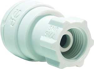 John Guest PP3212U7WP Tube Adapter, 3/8 in x 7/16-24, UNS Thread, Polypropylene, 150 psi Pressure