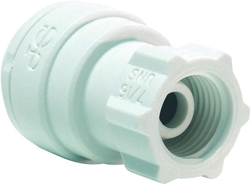 John Guest PP3212U7WP Tube Adapter, 3/8 in x 7/16-24, UNS Thread, Polypropylene, 150 psi Pressure