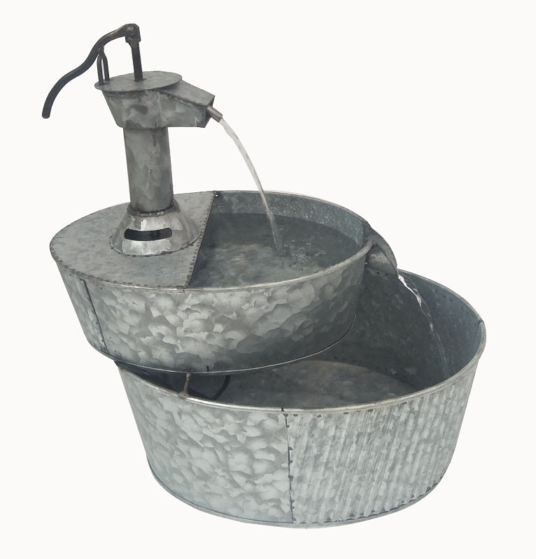 Seasonal Trends Y95854 Titan Metal Bucket Fountain, Rustic, 0.03A, 120 V, 6 L Reservoir, 250 L/H