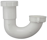 Plumb Pak PP66-2W J-Bend, 1-1/2 x 1-1/2, 1-1/2 x 1-1/4 in, Slip, Plastic, White