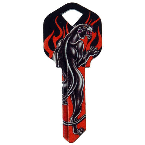 Hillman Wackey Black Panther & Flames House/Office Universal Key Blank Single, Pack of 6