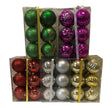 Hometown Holidays 99917 Decorated Ball Ornament, 80 mm H, PVC, Blue/Gold/Green/Purple/Red/Silver, Pack of 48