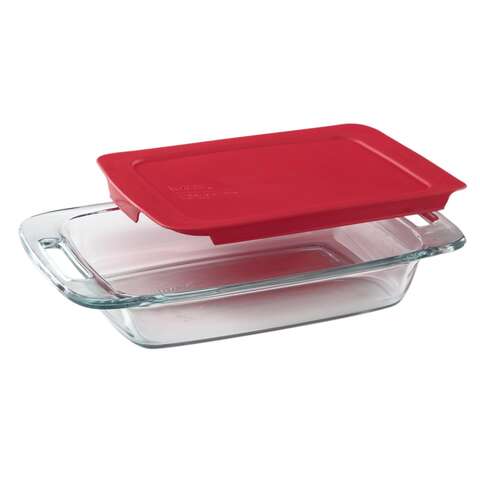 Pyrex Easy Grab 8 in. W X 14 in. L Baking Dish Clear/Red 1 pc, Pack of 3