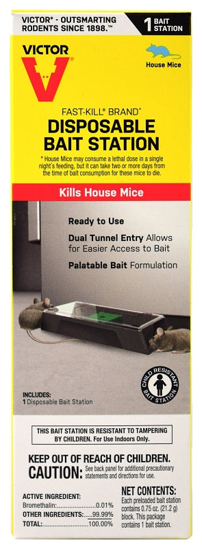 Victor Fast-Kill M913 Mouse Bait Station, 2 -Opening, Plastic, 1/PK