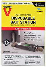 Victor Fast-Kill M915 Mouse Bait Station, 2 -Opening, Plastic, 4/PK