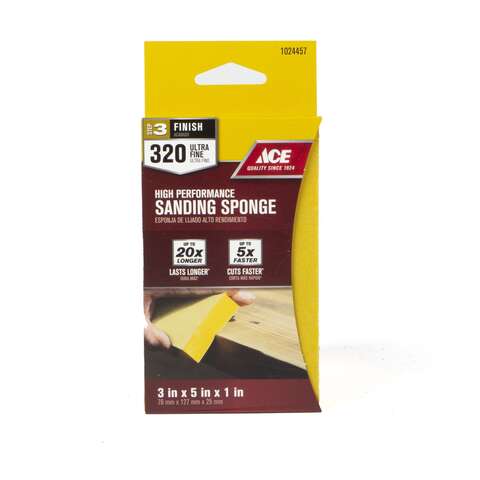 Ace 5 in. L X 3 in. W X 1 in. 320 Grit Super Fine 2-Sided Sanding Sponge