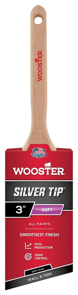 Wooster 5228-3 Paint Brush, 3 in W, Semi-Oval Brush, Polyester Bristle, Sash Handle