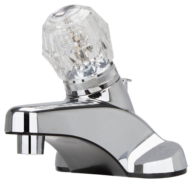 Boston Harbor PF4101S-P Lavatory Faucet, 1.5 gpm, 1-Handle, Plastic, Chrome Plated, Round Handle