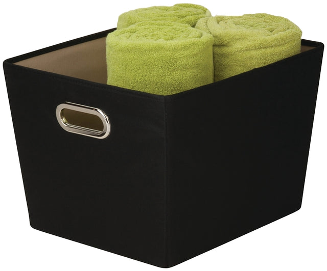 Honey-Can-Do SFT-03072 Storage Bin with Handle, Polyester, Black, 15-3/4 in L, 13 in W, 10.8 in H, Pack of 8