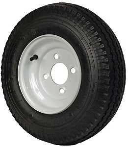 MARTIN Wheel DM408B-4I Trailer Tire, 590 lb Withstand, 4-1/2 in Dia Bolt Circle, Rubber