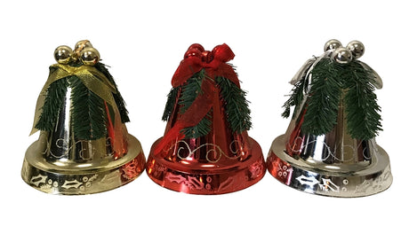 Hometown Holidays 99929 Decorated Bell Ornament, 200 mm H, PVC, Assorted, Pack of 8