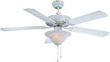 Boston Harbor CF-B552+1F242WH Ceiling Fan, 5-Blade, Bleached Oak/White Blade, 52 in Sweep, MDF Blade, 3-Speed