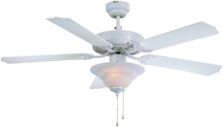 Boston Harbor CF-B552+1F242WH Ceiling Fan, 5-Blade, Bleached Oak/White Blade, 52 in Sweep, MDF Blade, 3-Speed