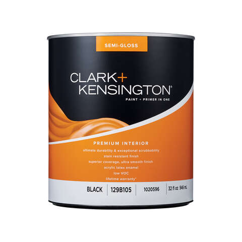 Clark+Kensington Semi-Gloss Black Premium Paint Interior 1 qt, Pack of 4