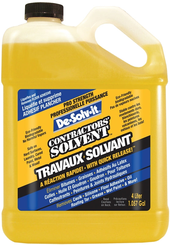 De-Solv-it 11849 Contractor Solvent, 1 gal, Liquid, Citrus, Clear/Orange, Pack of 4