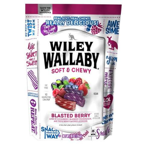 Wiley Wallaby Australian Style Blasted Berry Licorice 10 oz, Pack of 10