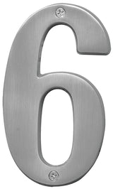 Hy-Ko Prestige Series BR-51SN/6 House Number, Character: 6, 5 in H Character, Nickel Character, Solid Brass, Pack of 3