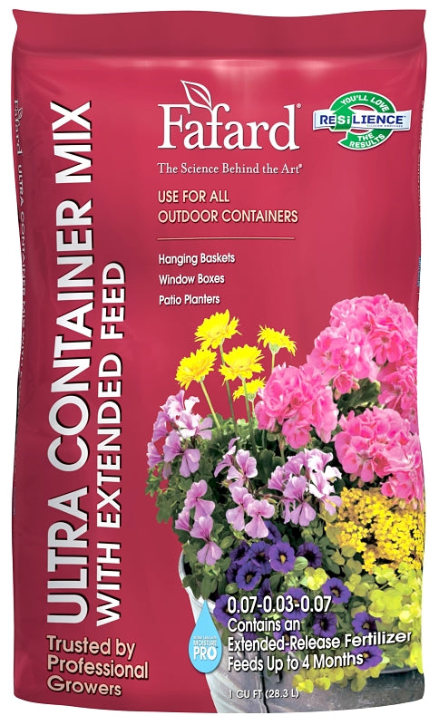 sun gro Fafard 4005106 Ultra Container Mix with Extended Feed, 1 cu-ft Coverage Area, Flecks, Brown/White, 100 Bag