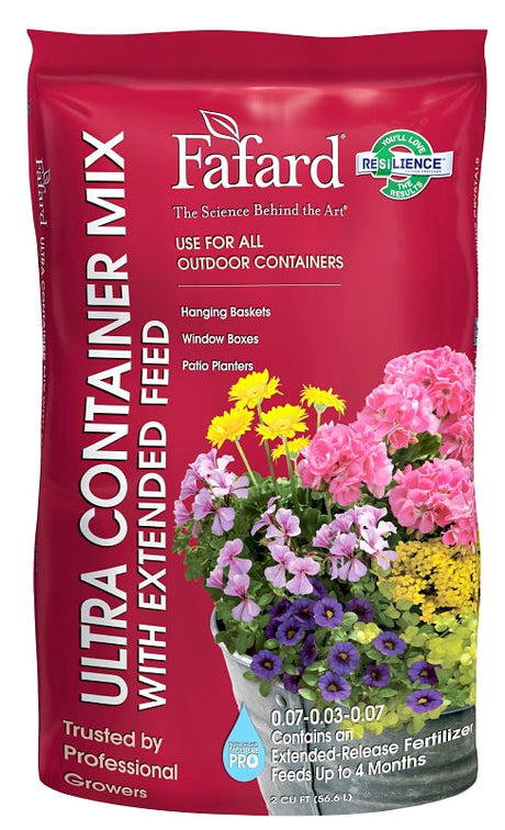 sun gro Fafard 4005206 Ultra Container Mix with Extended Feed, 2 cu-ft Coverage Area, Flecks, Brown/White, 40 Bag