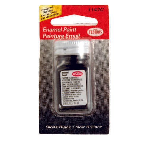 Testors Gloss Black Hobby Paint 0.25 oz, Pack of 6