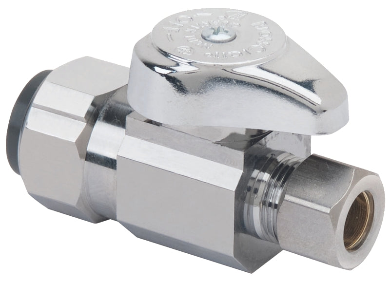 BrassCraft G2PS14X CD Stop Valve, 1/2 x 3/8 in Connection, Push-Connect x Compression, 125 psi Pressure, Brass Body