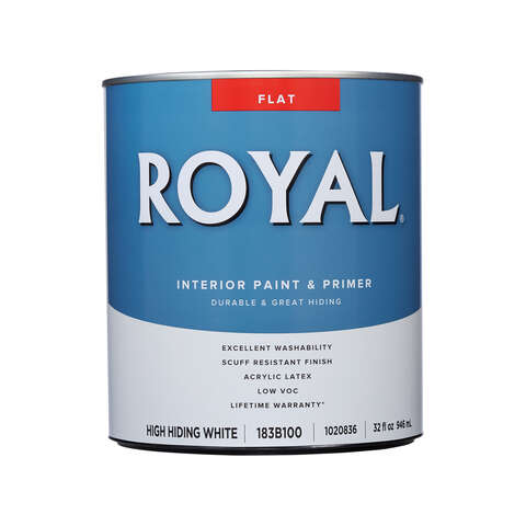 Royal Flat High Hiding White Paint + Primer Interior 1 qt