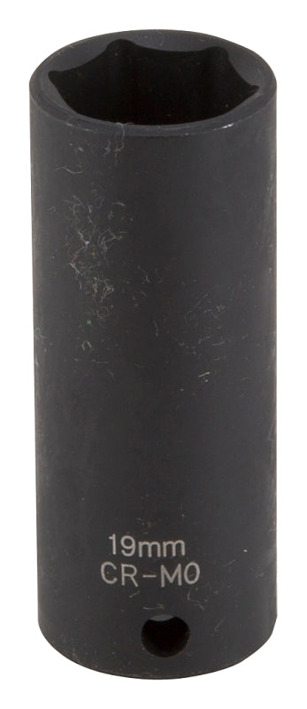 Vulcan MT6580149 Deep Impact Socket, 19 mm Socket, 3/8 in Drive, Deep Drive, 6-Point, Chrome Molybdenum Steel