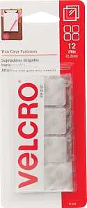 VELCRO Brand 91330 Fastener, 7/8 in W, 7/8 in L, Clear