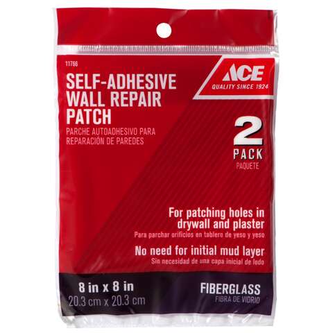 Ace 8 in. L X 8 in. W Fiberglass White Self Adhesive Wall Repair Patch, Pack of 12